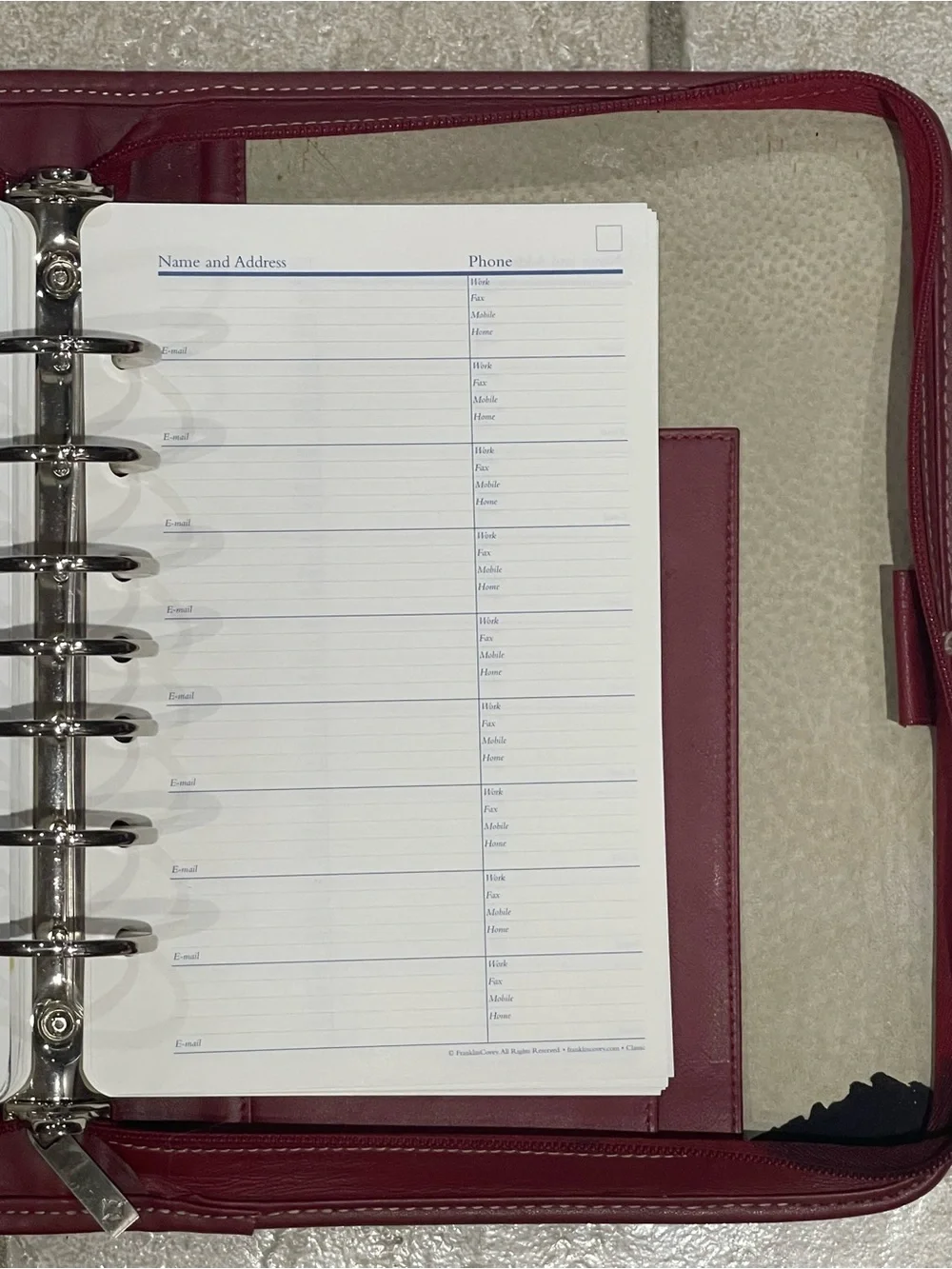 Franklin Covey Red Leather 7 1/2” Ring Planner Binder